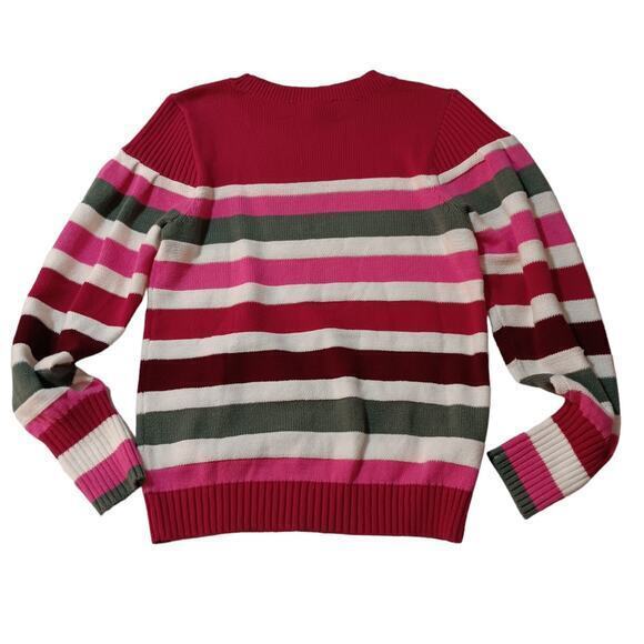 LOFT Pullover Sweater Top Size MediumP Cotton Blend Colorful Stripes - Picture 2 of 9
